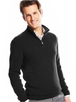 Club Room Wool/Cashmere Blend Basketweave Quarter Zip Sweater