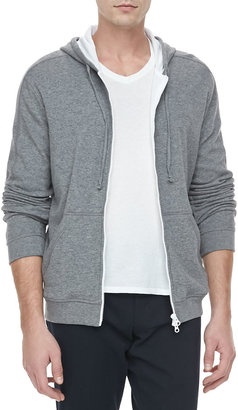 Vince Jersey-Lined Heather Hoodie, Charcoal