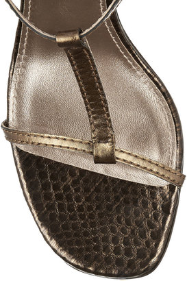 Lanvin Embellished metallic snake-effect leather sandals