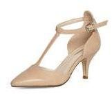 Dorothy Perkins Womens Nude T-bar pointed court shoes- Nude