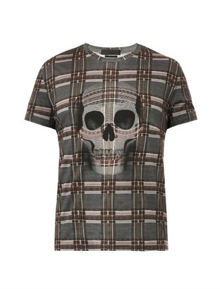 Alexander McQueen Check and skull-print T-shirt
