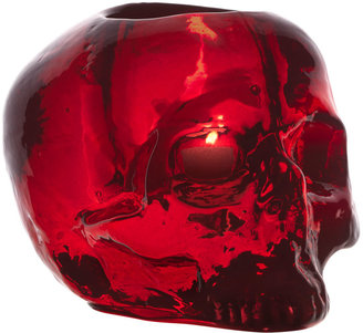 Kosta Boda Red Still Life Skull Candleholder