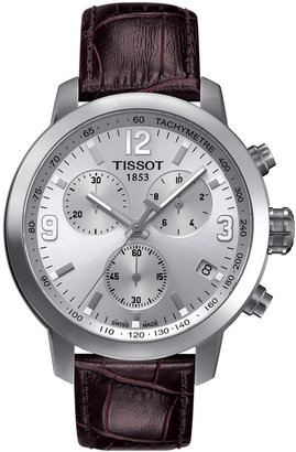 Tissot Men's Swiss Chronograph PRC 200 Brown Leather Strap Watch 42mm T0554171603700