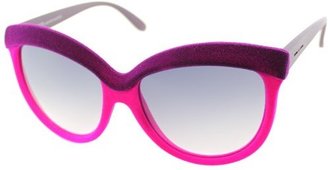 Italia Independent 0092V2 I-V 017 018 Violet Fuxia Led Violet Velvet Plastic Butterfly Sunglasses Grey Gradient Lens