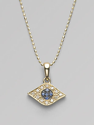 Sydney Evan Diamond, Sapphire & 14K Yellow Gold Evil Eye Necklace