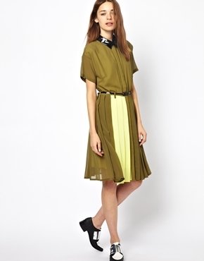 Antipodium Template Shirt Dress - Olive