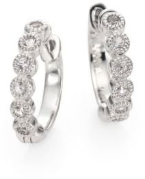 Jude Frances Soho White Sapphire & Sterling Silver Huggie Hoop Earrings/0.5"