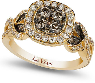 LeVian Chocolate (1/2 ct. t.w.) and White (3/8 ct. t.w.) Diamond Ring in 14k Gold