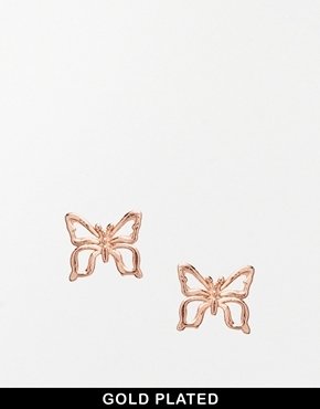 Rosegold Stella & Bow Butterfly Rose Gold Plated Stud Earring - Rose gold