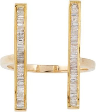 Maiyet Baguette Diamond & Gold Double-Bar Ring