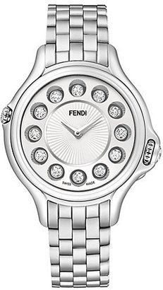 Fendi Crazy Carats Diamond, Multicolor Topaz & Stainless Steel Medium Bracelet Watch/White