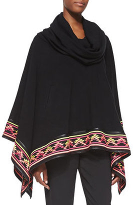 6 Shore Road Desert Embroidered-Trim Knit Poncho