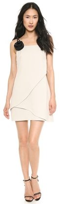 Halston One Shoulder Dress with Removable Flower