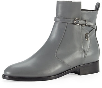 Balenciaga Ankle-Strap Flat Boot, Gris Cendre