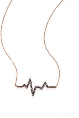 Black Diamond & 18K Rose Gold Heartbeat Necklace