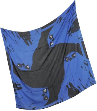 McQ Angry Eagle Blue and Black Printed Modal Wrap