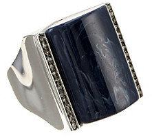 GUESS Silvertone Stone Ring