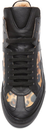 Maison Martin Margiela 7812 MM6 by maison martin margiela Leather High Top Sneakers in Black & Leopard