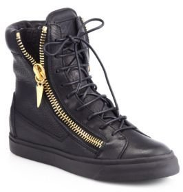 Giuseppe Zanotti Leather High-Top Wedge Sneakers