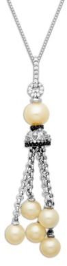 Lord & Taylor Sterling Silver Pearl and Diamond Tassel Pendant