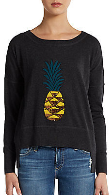 French Connection Sequin-Pineapple Hi-Lo Pullover