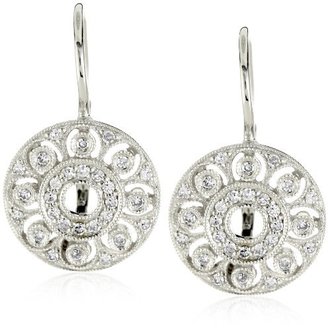 KC Designs Estate 14k White Gold Diamond Small Disc Earrings