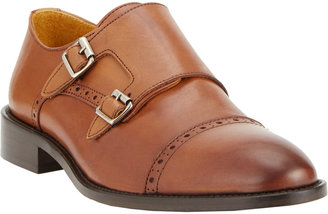 Barneys New York Perforated Cap-Toe Double Monk Shoes