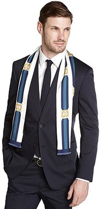 Gucci cream and blue GG printed silk evening scarf