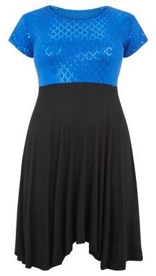 Black Diamond Lovedrobe Sequin Contrast Skater Dress