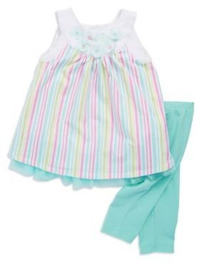 Little Me Baby Girls Striped Dress and Leggings Two-Piece Set