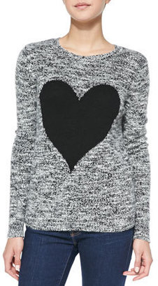 Autumn Cashmere Heart Tweed-Pattern Cashmere Sweater