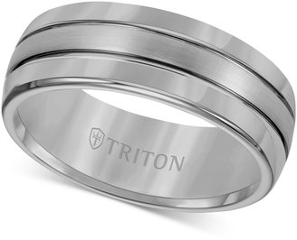 Triton Men's Ring, 8mm 3-Row Wedding Band in Classic or Black Tungsten