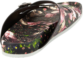Givenchy Floral Double-Strap Footbed Sandal, Rose