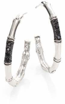 John Hardy Bamboo Black Sapphire & Sterling Silver Lava Hoop Earrings/2"
