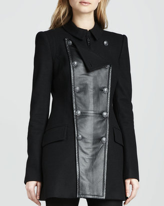 Rachel Zoe Monaco Leather-Panel Coat