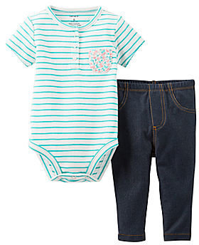 Carter's Short-Sleeve Bodysuit and Denim Pant Set - Girls newborn-24m