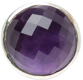 Carolyn Roberts Large Round Faceted Amethyst & Sterling Silver Ring