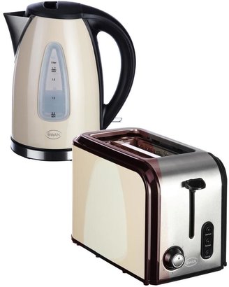 Swan SK13110C/ST70110C Fastboil Kettle and 2-Slice Toaster Pack - Cream/Black