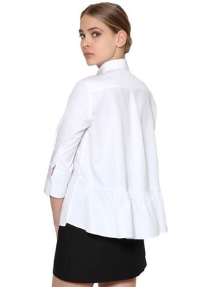 Valentino Cotton Poplin Shirt With Ruffle Back Hem