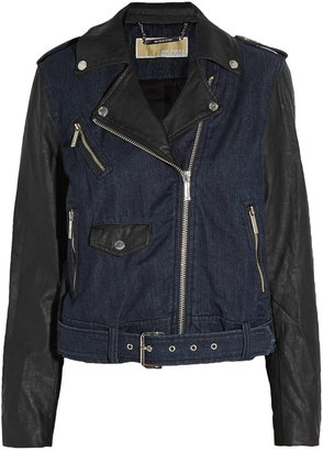 MICHAEL Michael Kors Faux leather and denim biker jacket