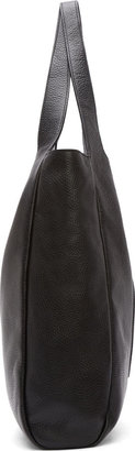 MM6 Maison Margiela Black Grained Leather Tote Bag