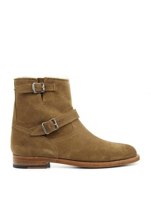 Saint Laurent Shearling-lined suede ankle boots