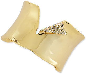 Alexis Bittar Polished Golden Torn Cuff with Pave Crystals