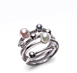 Majorica 4MM Multicolor Round Pearl & Sterling Silver Endless Wrap Ring
