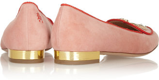 Charlotte Olympia Year of the Dog suede slippers