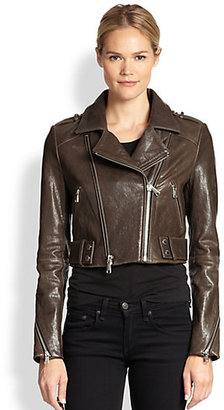 Richard Chai Andrew Marc x Beth Fur-Collar Moto Jacket