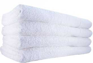 Ringspun Hotel-Spa-Pool-Gym Cotton Hair & Bath Towel - 4 Pack, White, Super Soft, Easy Care, Cotton for Maximum Softness and Absorbency (24"x 48") by Utopia Towel
