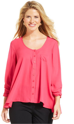 Style&Co. Button-Front Swing Blouse