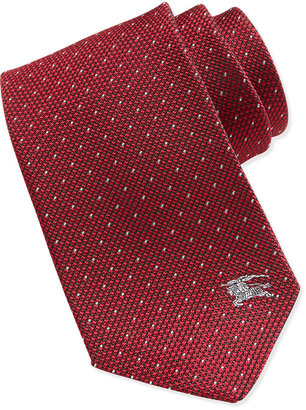 Burberry Silk Equestrian Knight Emblem Pindot Tie, Red
