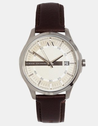 Armani Exchange Brown Leather Strap Watch AX2100